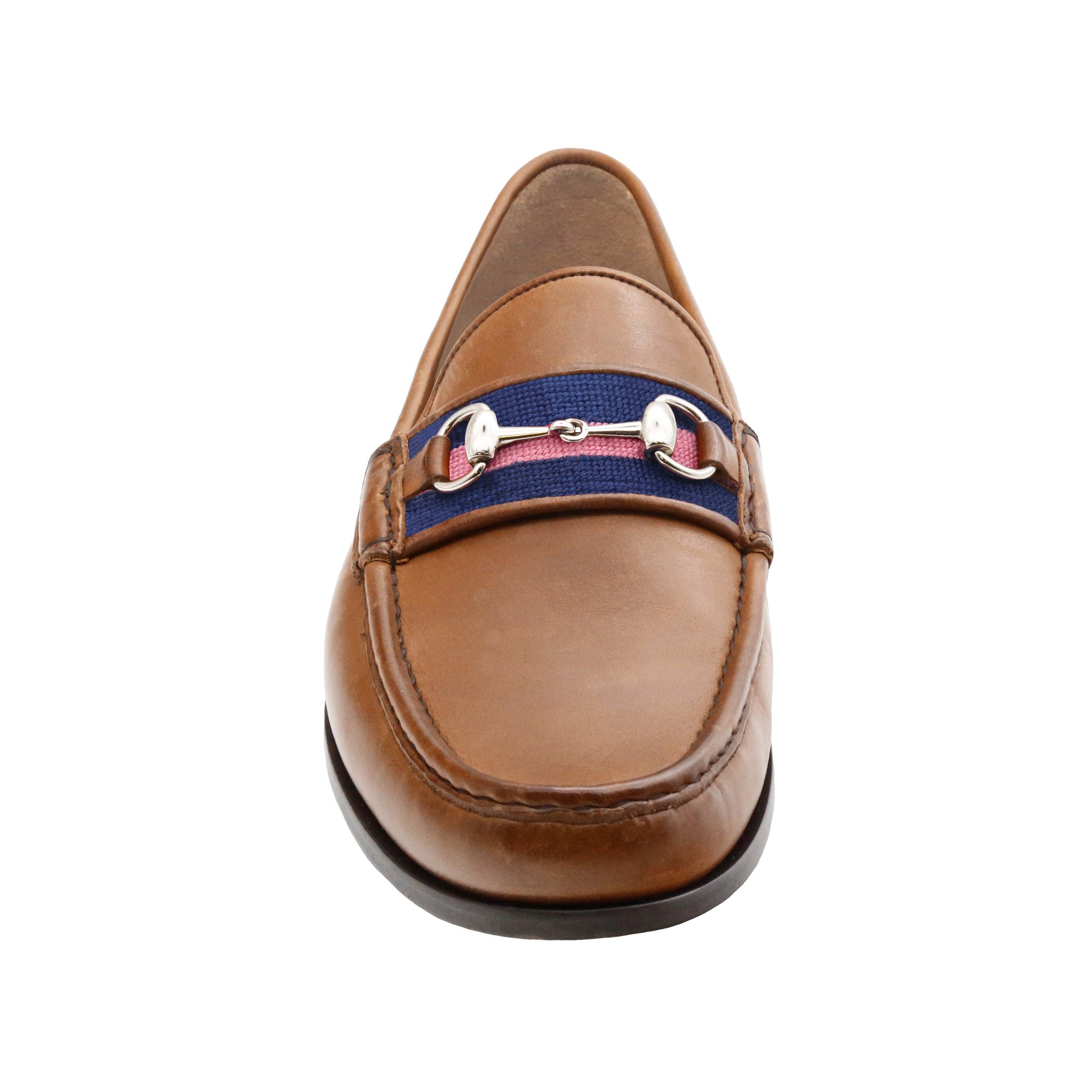 Surcingle Downing Bit Loafers (Classic Navy-Pink) (Saddle Leather)