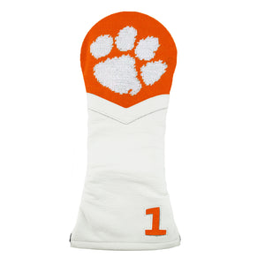 Clemson Driver Headcover (Orange) (White Leather)