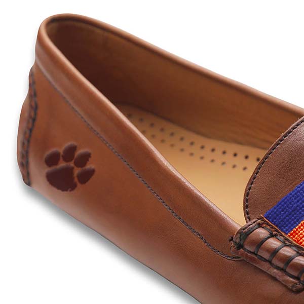 Clemson Surcingle Driving Shoes (Purple-Orange) (Chestnut Leather-Logo)