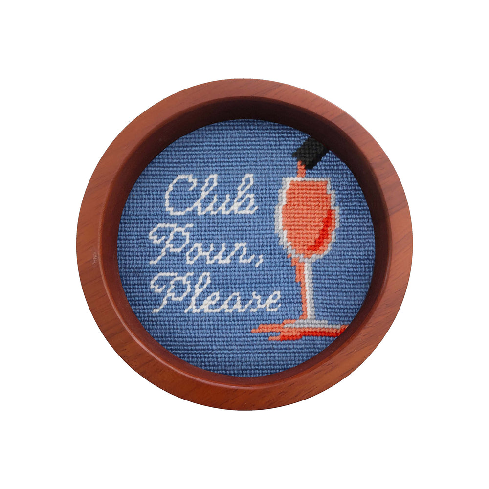 Club Pour Please Rose Wine Bottle Coaster (Stream Blue)