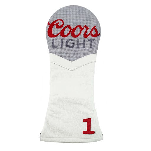 Coors Light Driver Headcover (Light Grey) (White Leather)