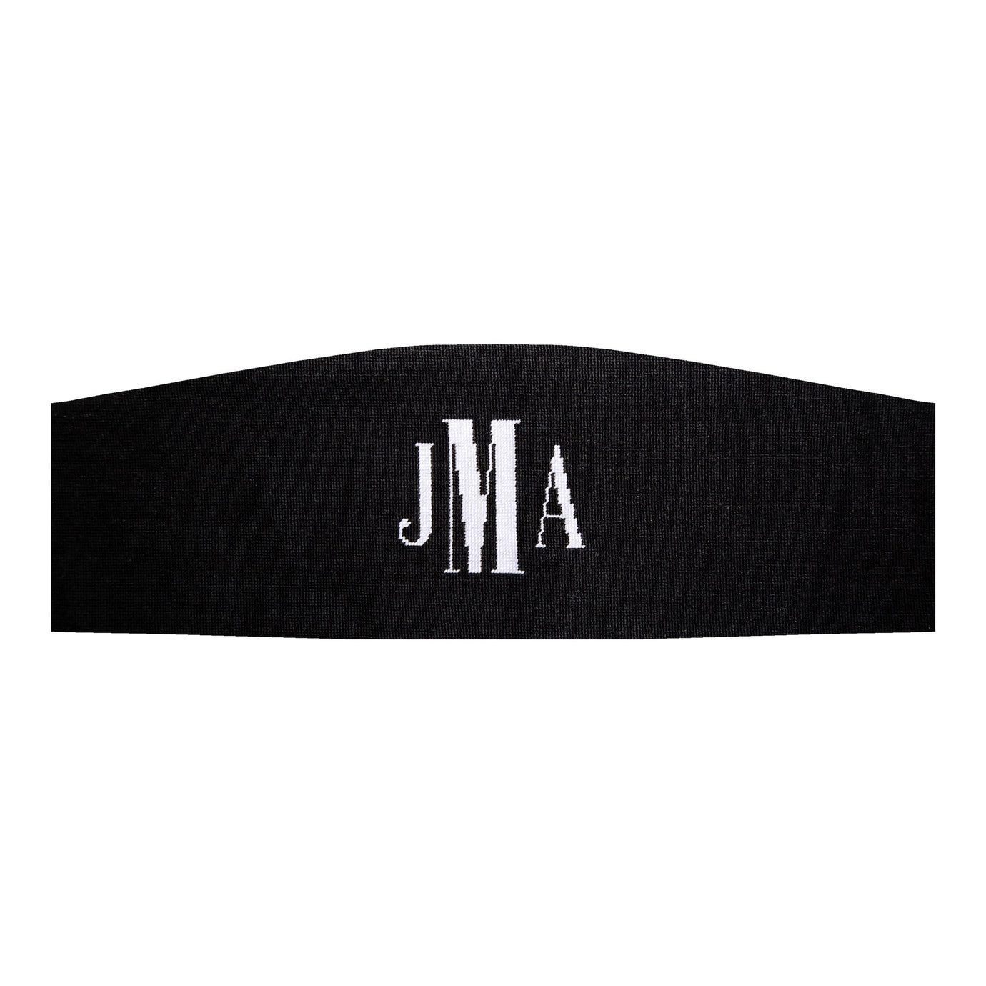 Black cummerbund featuring a Classic 51 monogram in white stitching