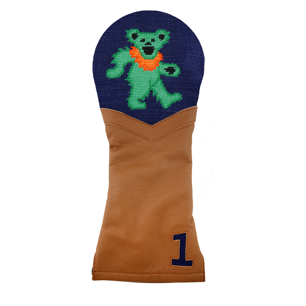 Dancing Bear Driver Headcover (Dark Navy) (Chestnut Leather)