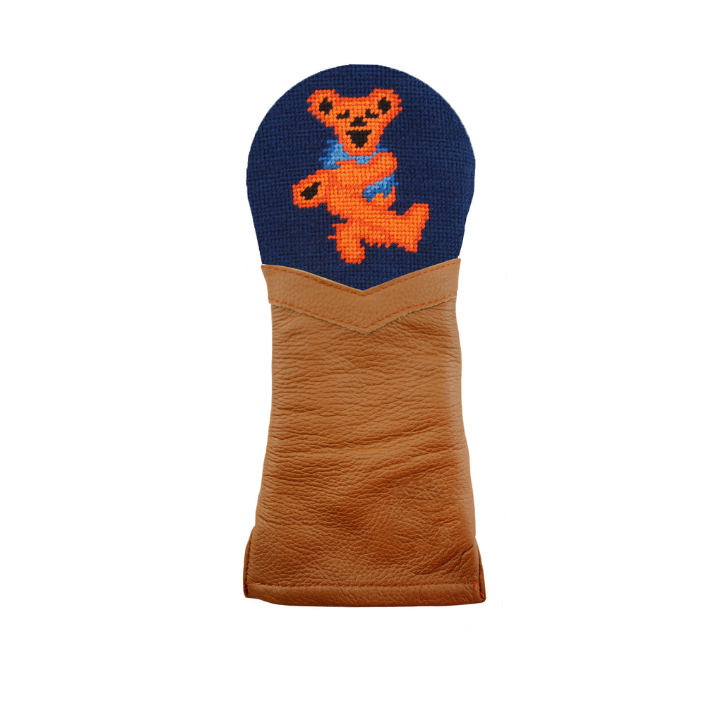 Dancing Bear Fairway Headcover (Dark Navy) (Chestnut Leather)