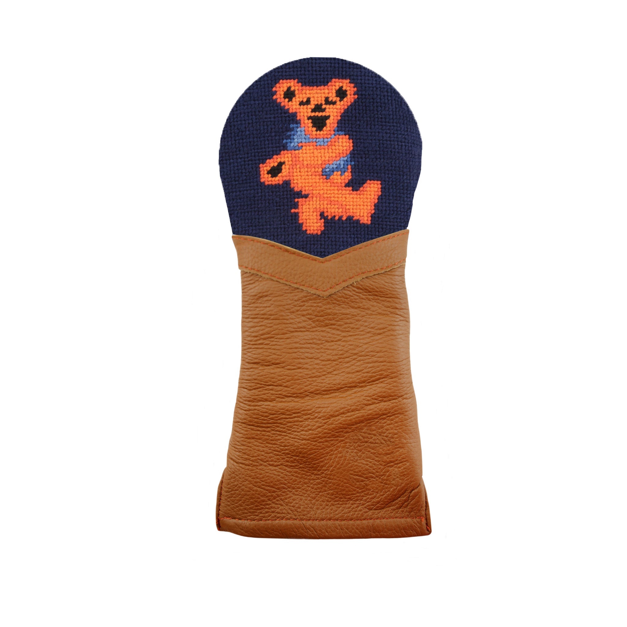 Dancing Bear Fairway Headcover (Dark Navy) (Chestnut Leather)