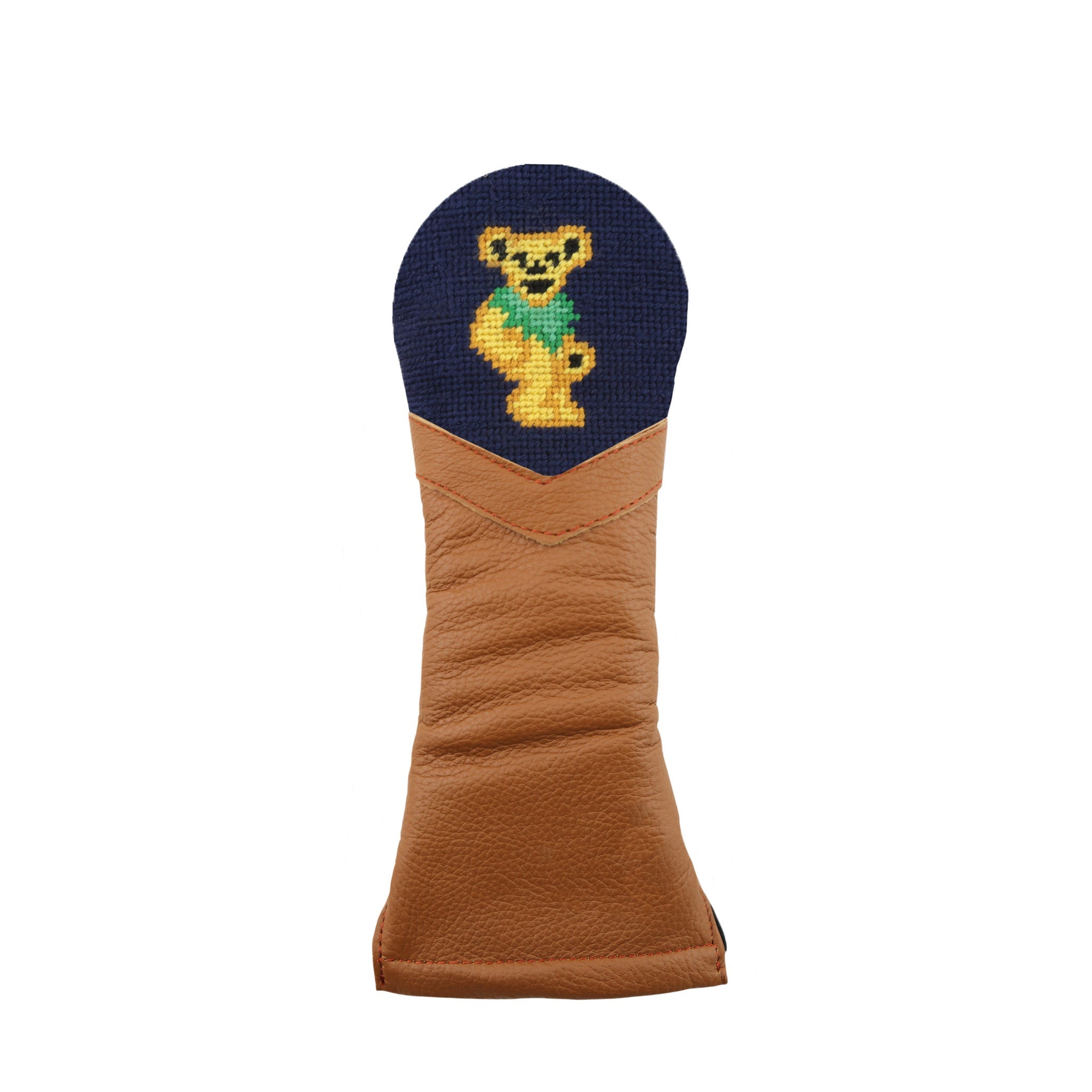 Dancing Bear Hybrid Headcover (Dark Navy) (Chestnut Leather)