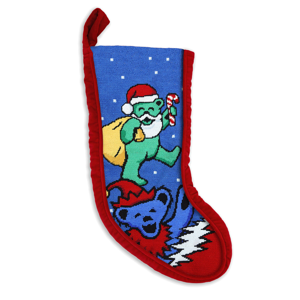 Dancing Bears Stocking (Red Velvet) (Final Sale)