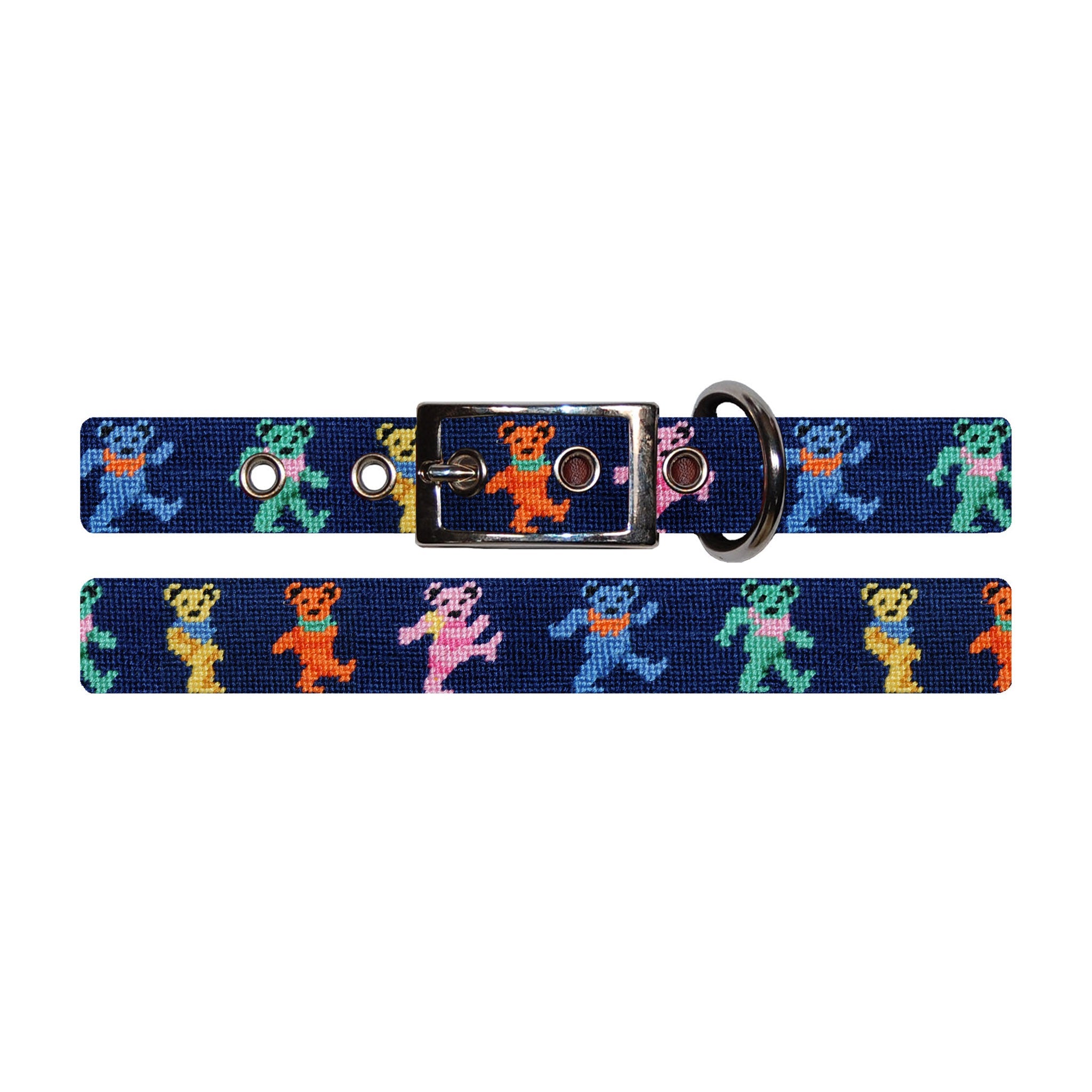 Monogrammed Dancing Bears Dog Collar (Dark Navy)