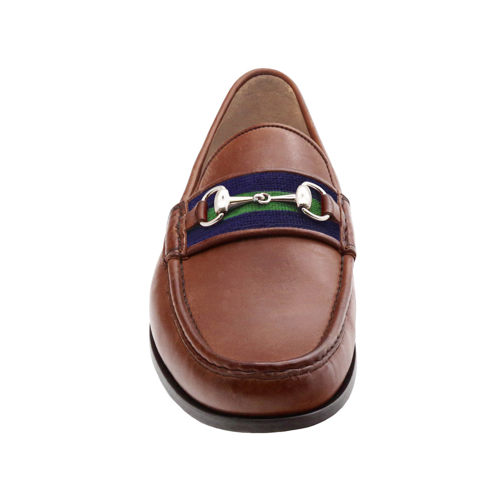 Surcingle Downing Bit Loafers (Dark Navy-Forest) (Chestnut Leather)