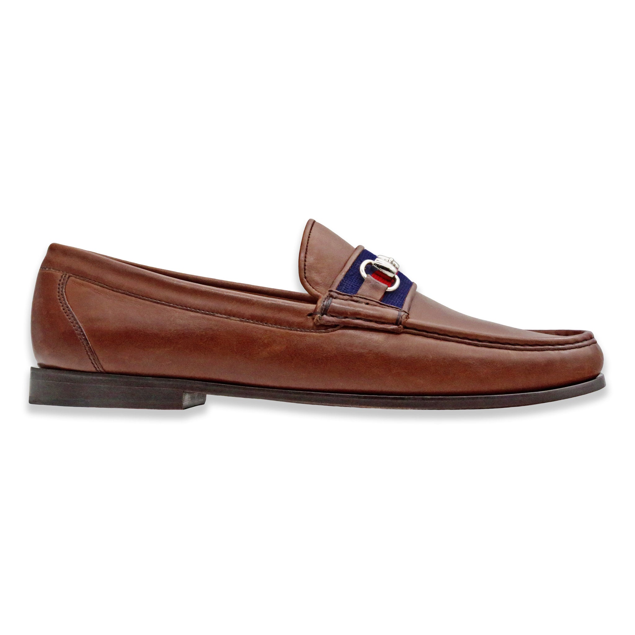 Surcingle Downing Bit Loafers (Dark Navy-Red) (Chestnut Leather)