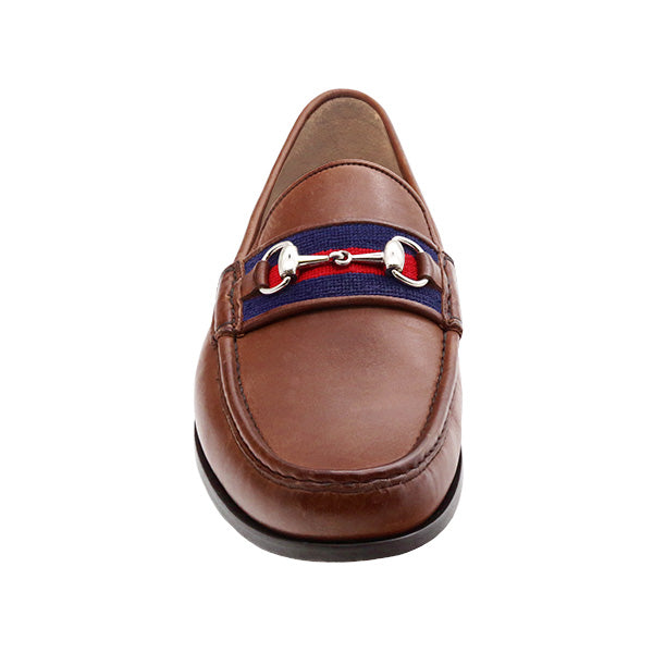 Surcingle Downing Bit Loafers (Dark Navy-Red) (Chestnut Leather)