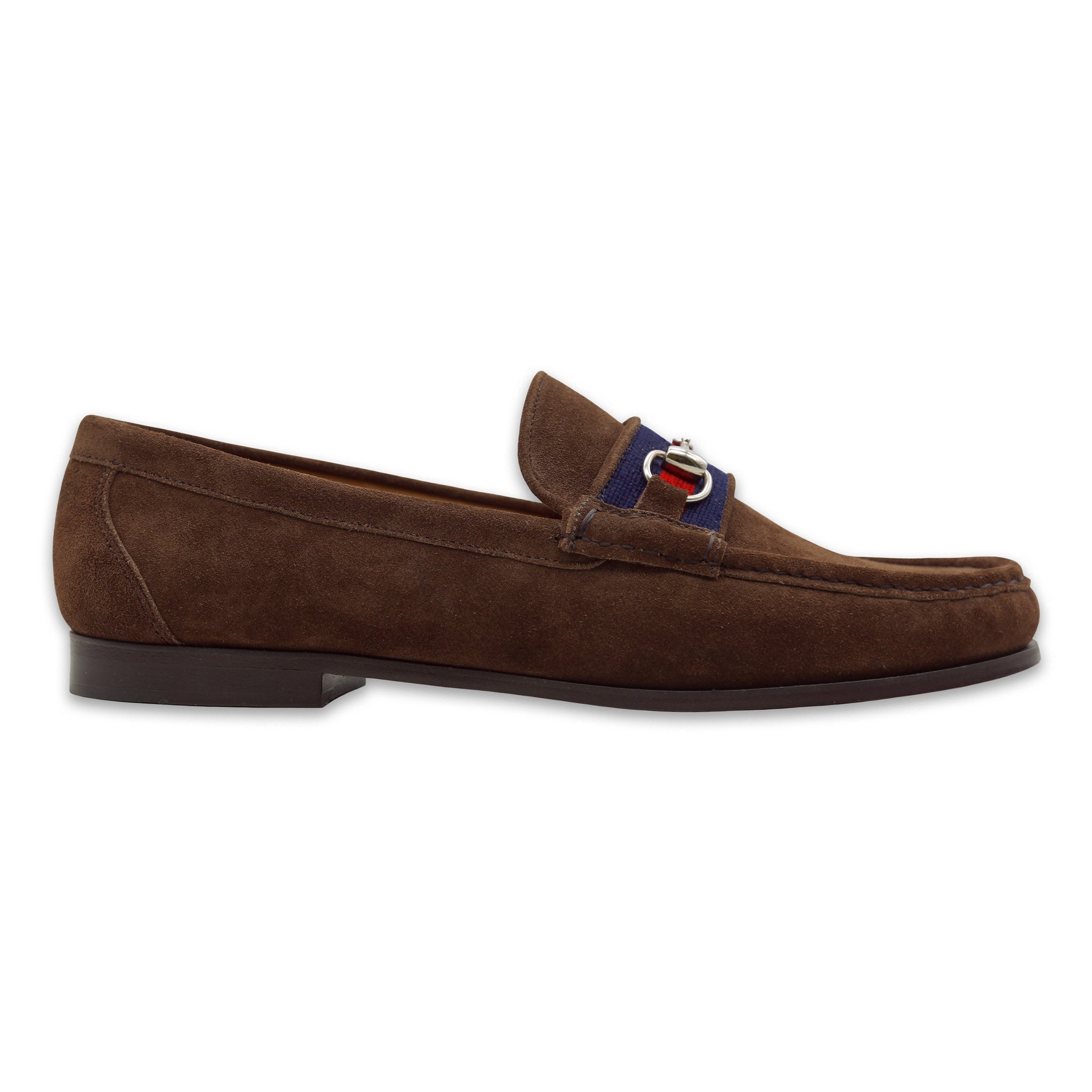 Surcingle Downing Bit Loafers (Dark Navy-Red) (Espresso Suede)