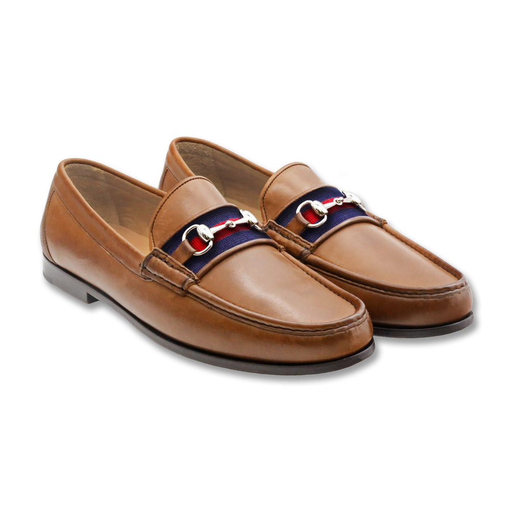 Surcingle Downing Bit Loafers (Dark Navy-Red) (Saddle Leather)