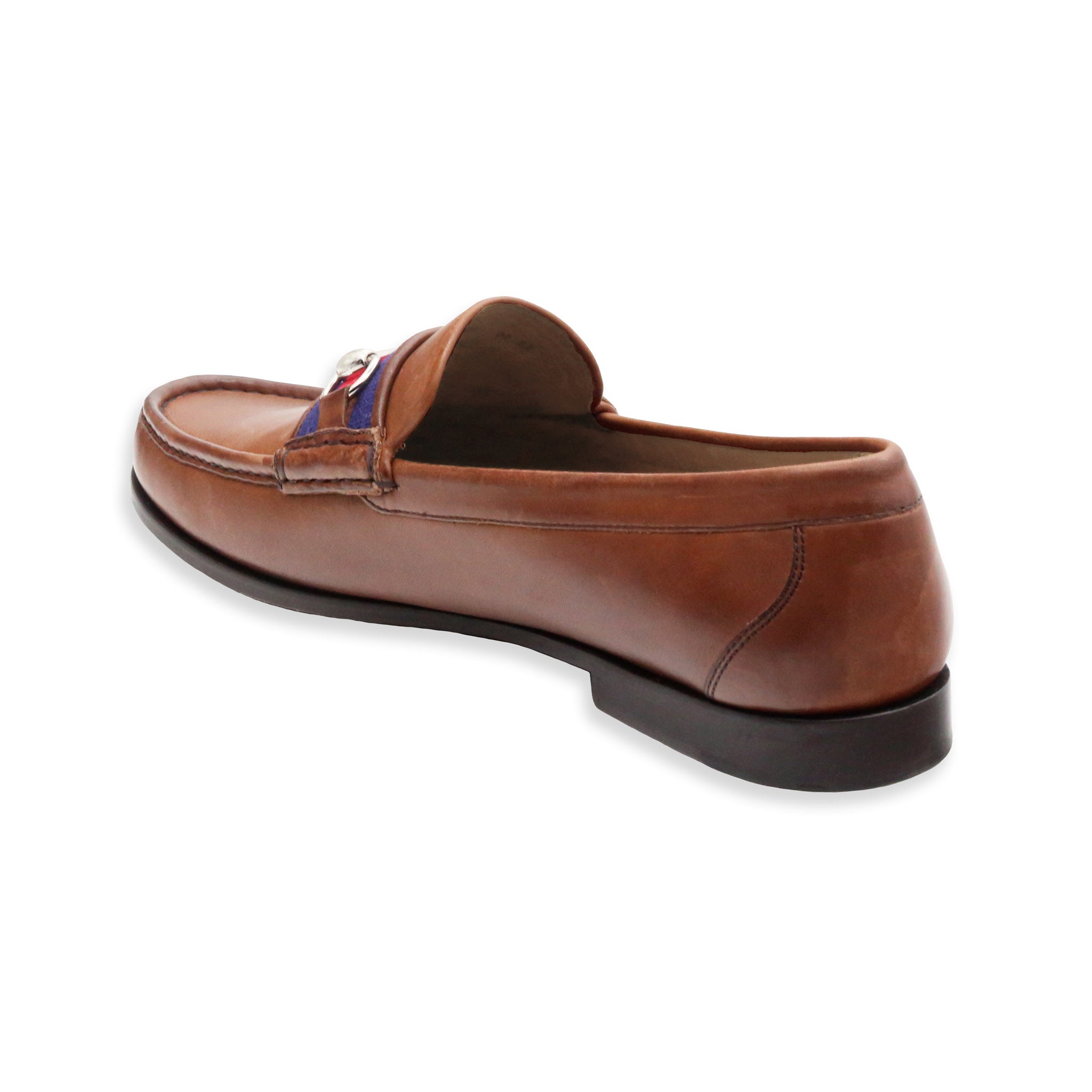 Surcingle Downing Bit Loafers (Dark Navy-Red) (Chestnut Leather)