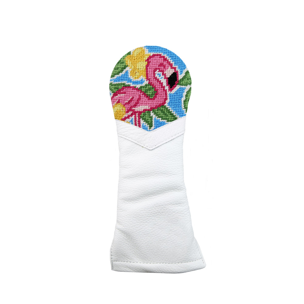 Pink Flamingo Driver Headcover (White Leather) (Final Sale)