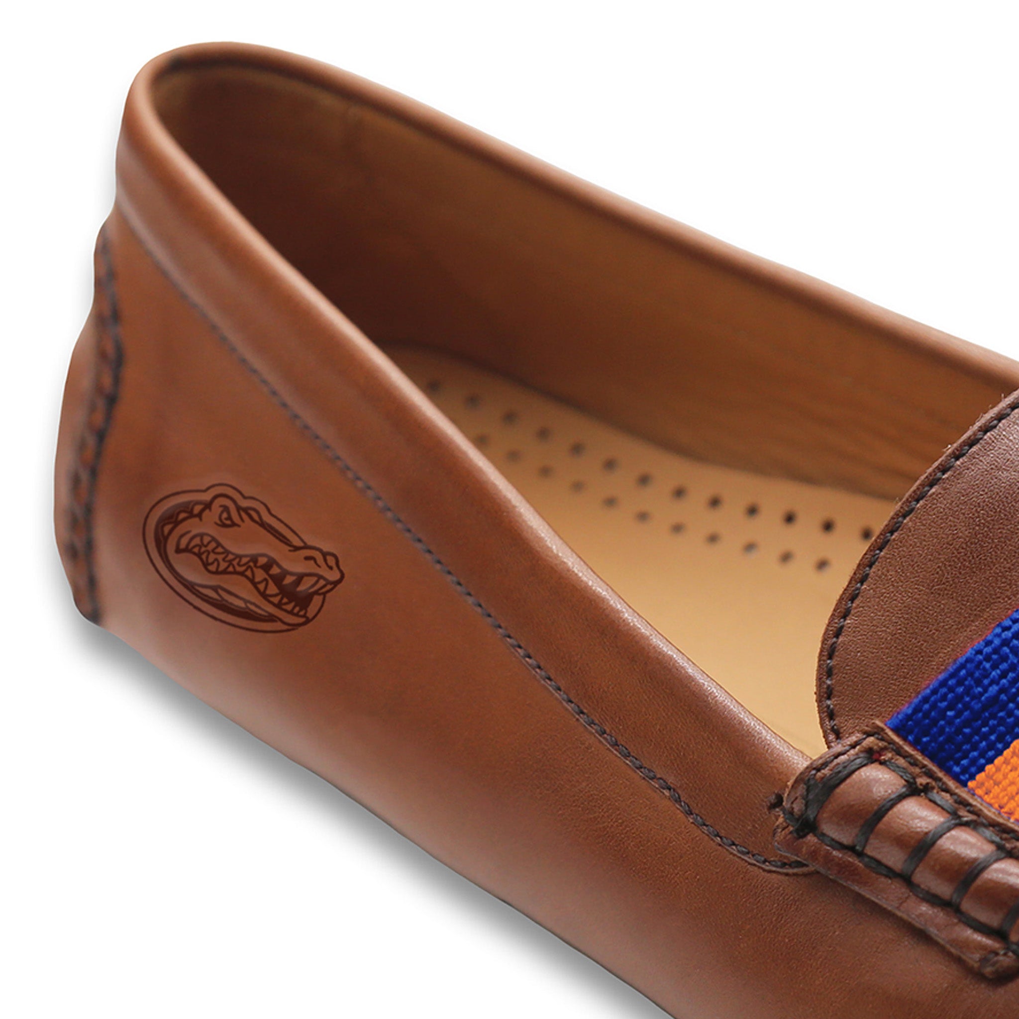 University of Florida Surcingle Driving Shoes (Royal-Orange) (Chestnut Leather - Logo)