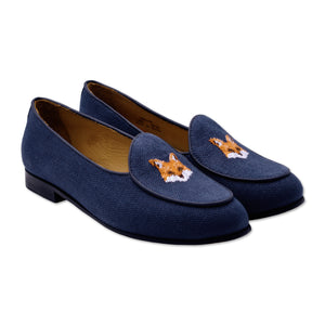Fox Head Women's Linen Belgian Loafers (Navy Linen)