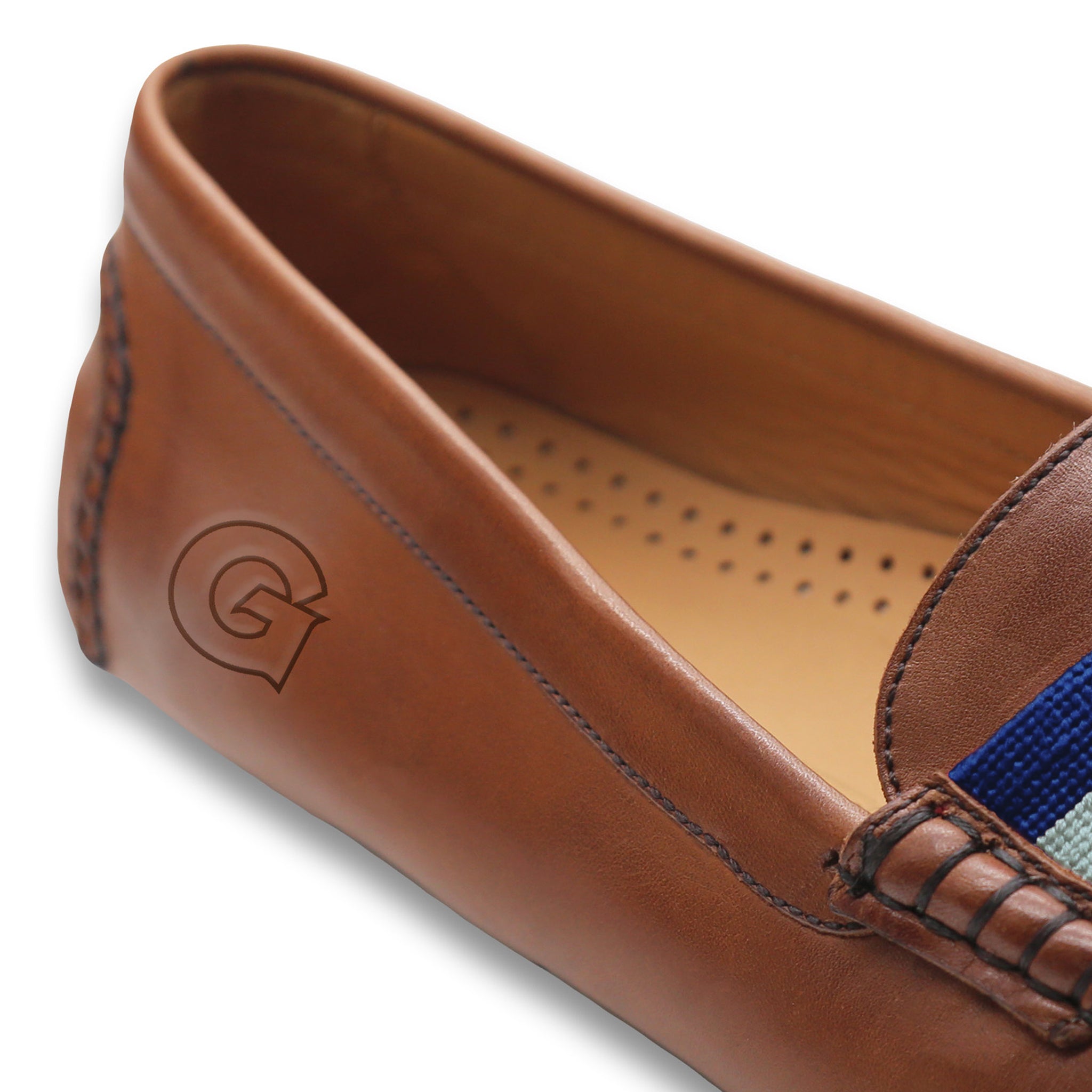 Georgetown Surcingle Driving Shoes (Classic Navy-Grey) (Chestnut Leather - Logo)