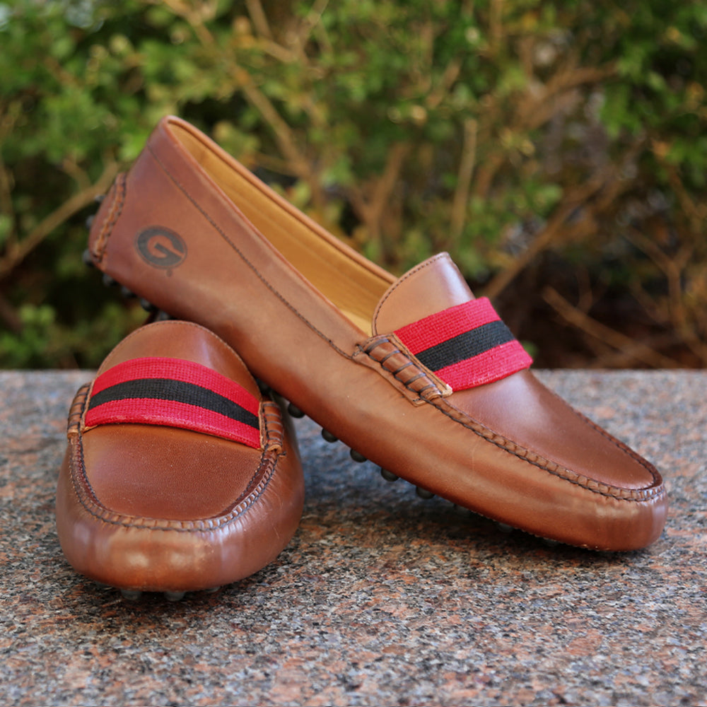 Georgia Surcingle Driving Shoes (Red-Black) (Chestnut Leather-Logo)