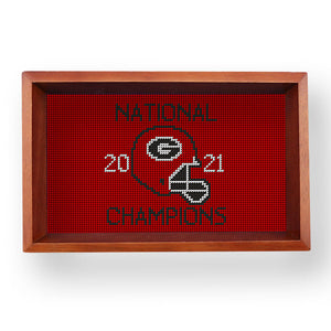 Georgia 2021 National Championship Valet Tray (Red) (Chestnut Wood) (Final Sale)