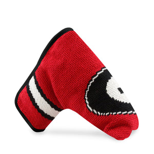 Georgia G Putter Headcover (Red - Black-White Multi Stripes) (Black Leather)