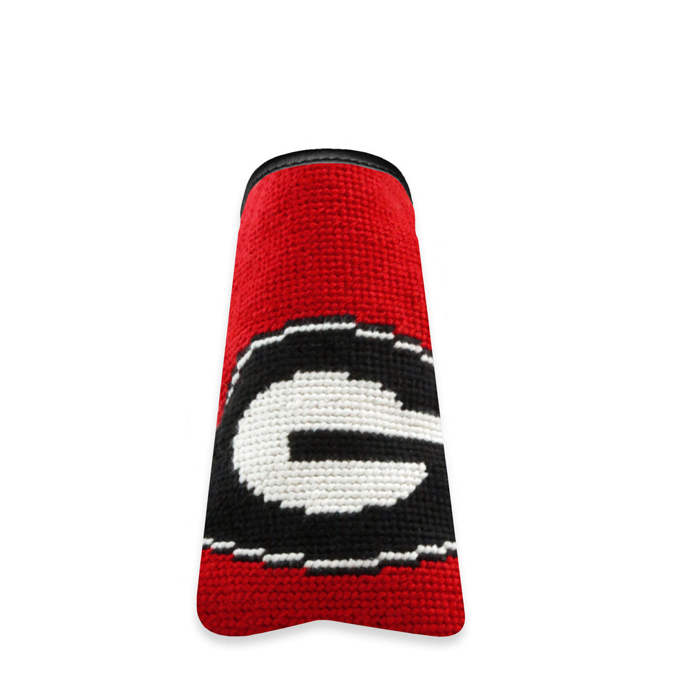 Georgia G Putter Headcover (Red - Black-White Multi Stripes) (Black Leather)