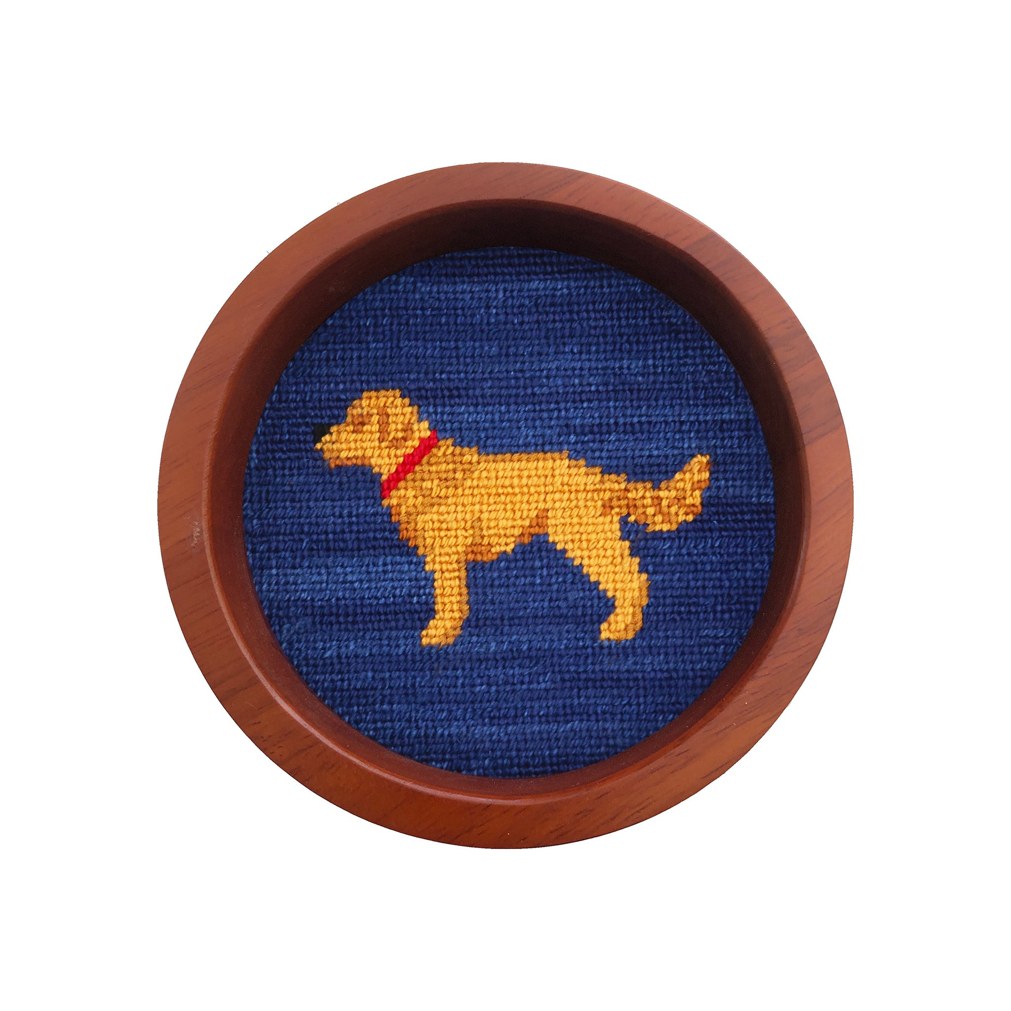 Golden Retriever Wine Bottle Coaster (Classic Navy) (Final Sale)
