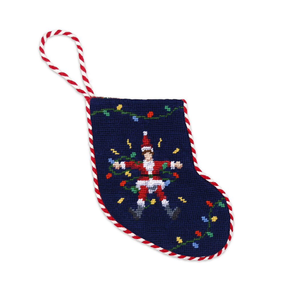 Griswold Christmas Stocking Ornament (Dark Navy) (Red-White Cord)