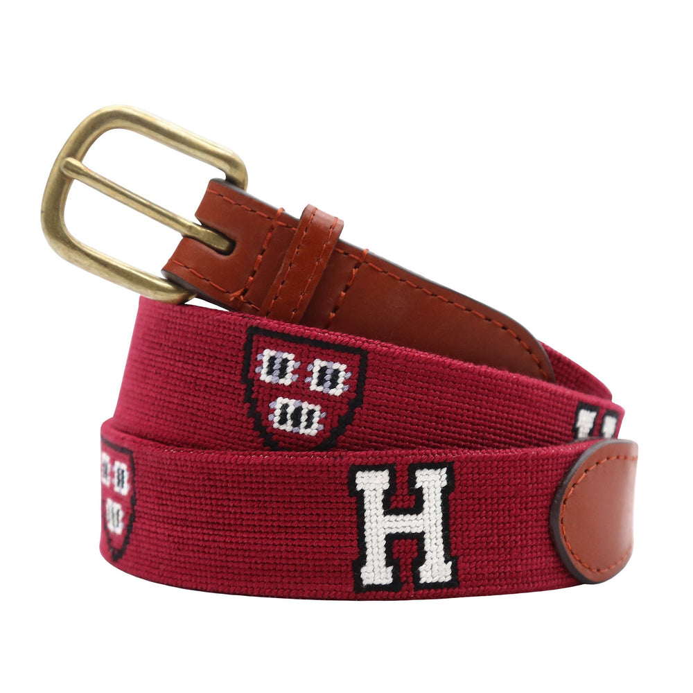 Monogrammed Harvard H-Shield Belt (Garnet)