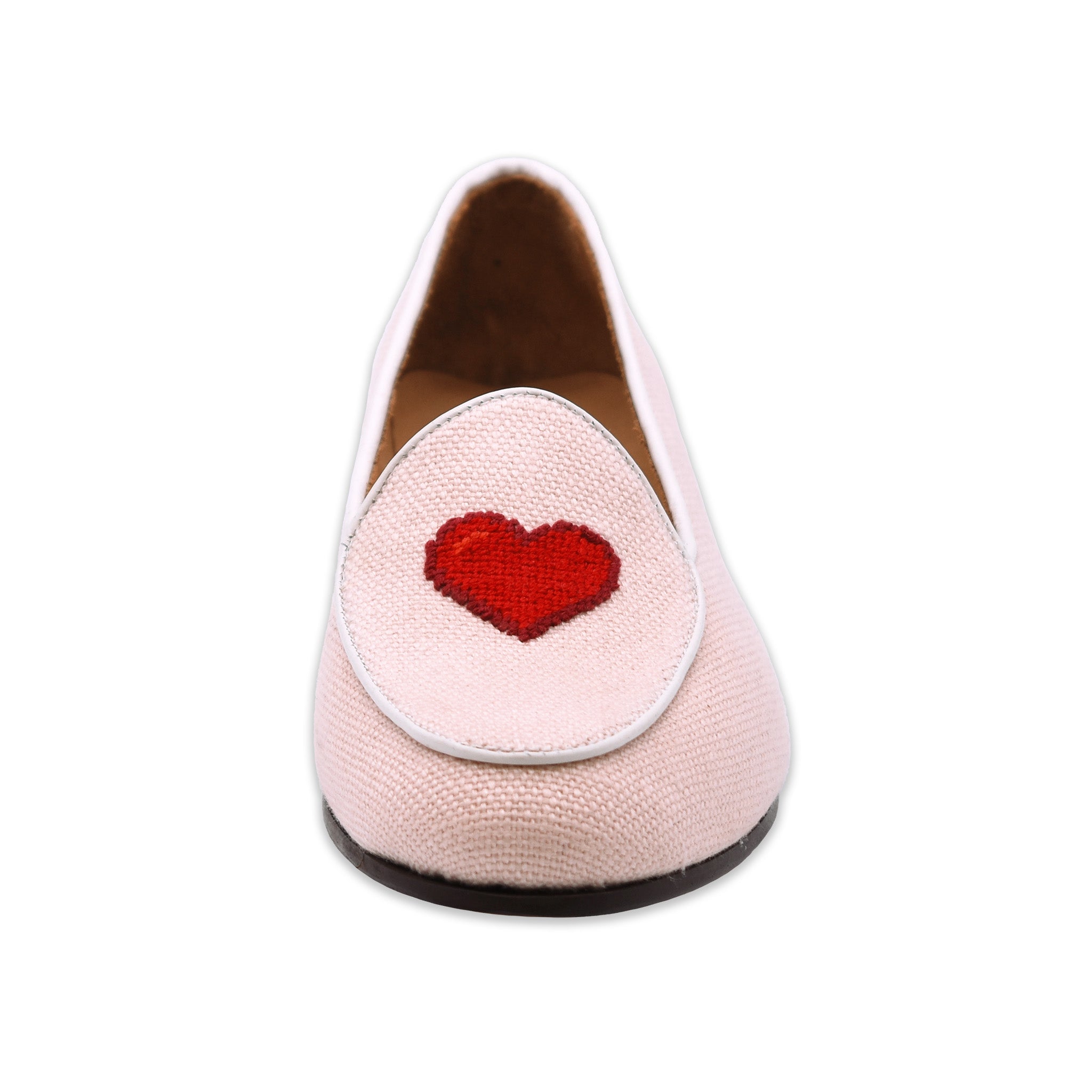 Heart Women's Linen Belgian Loafers (Powder Pink Linen)