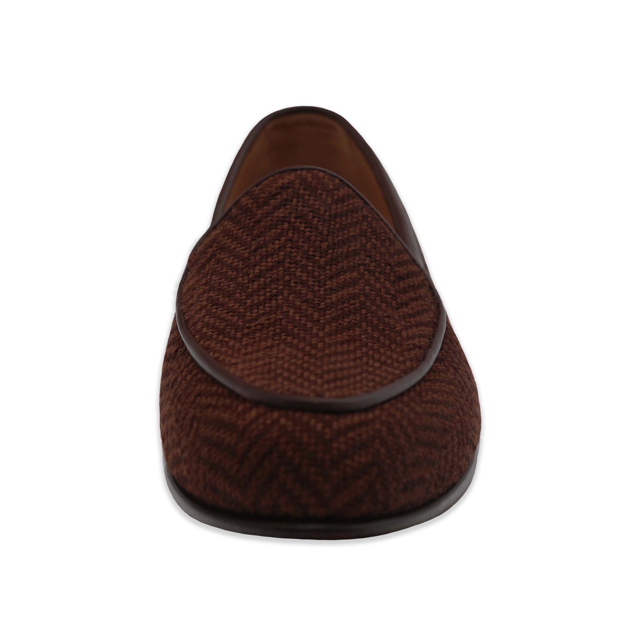 Brown Herringbone Belgian Loafers