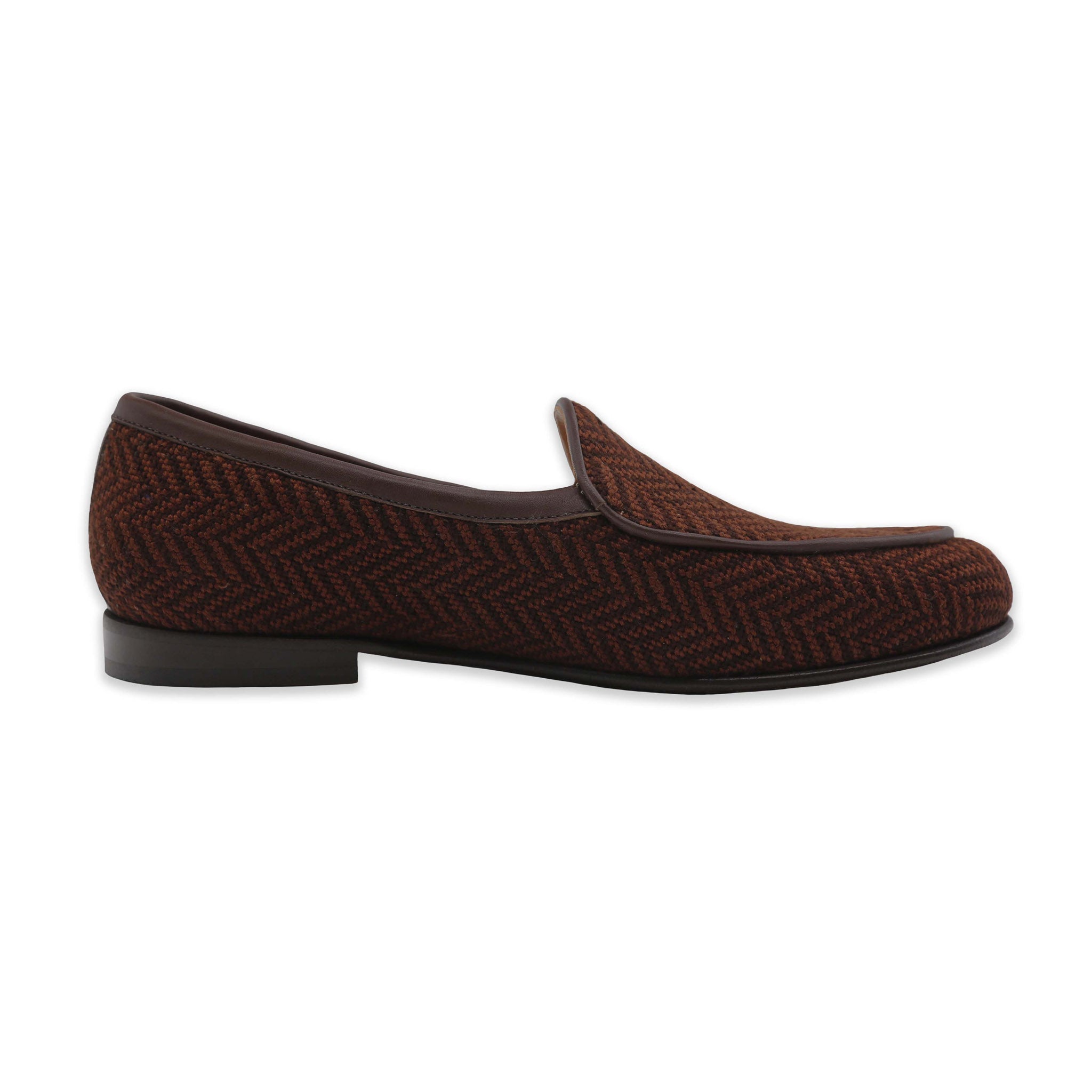 Brown Herringbone Belgian Loafers