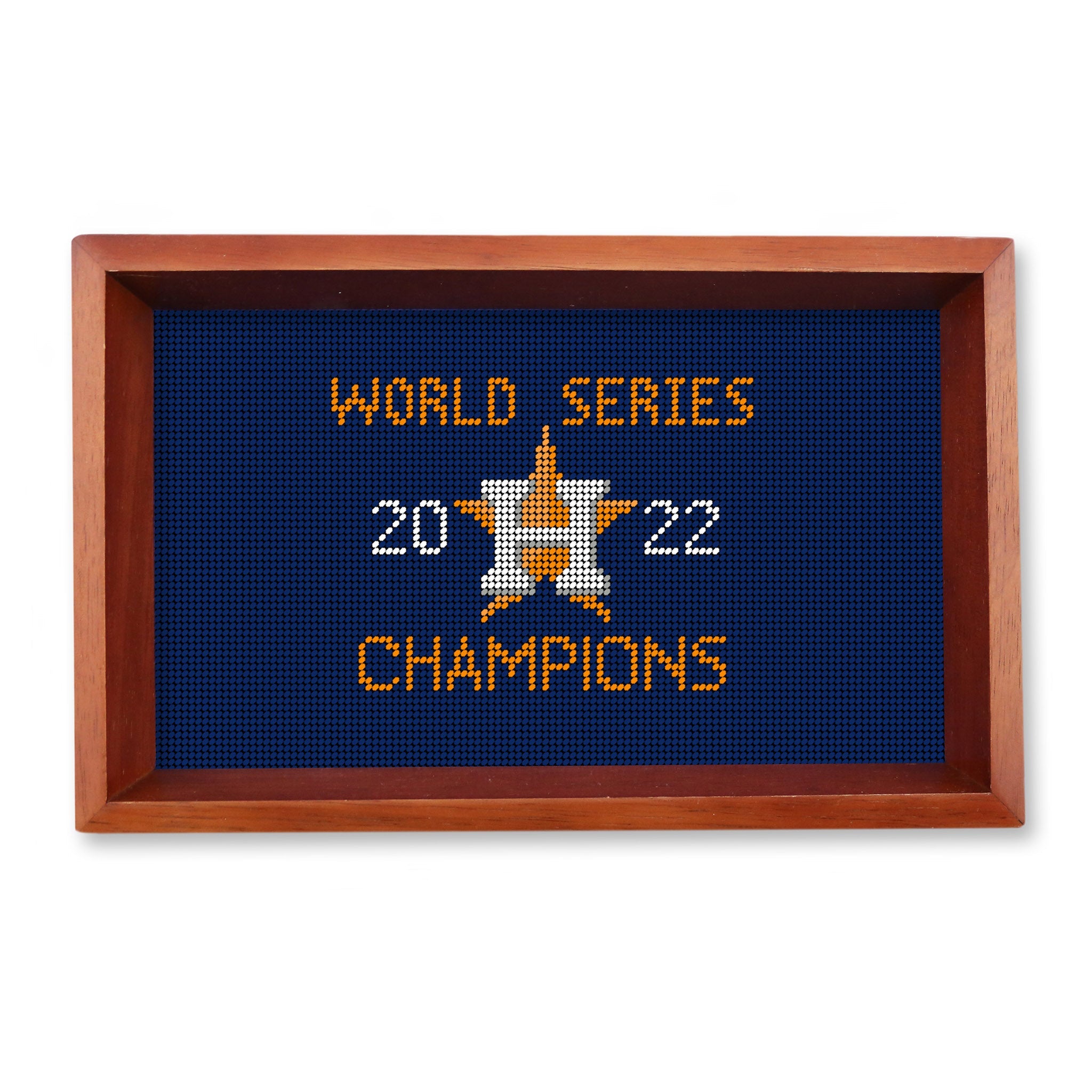 Houston Astros 2022 World Series Valet Tray (Classic Navy) (Chestnut Wood)