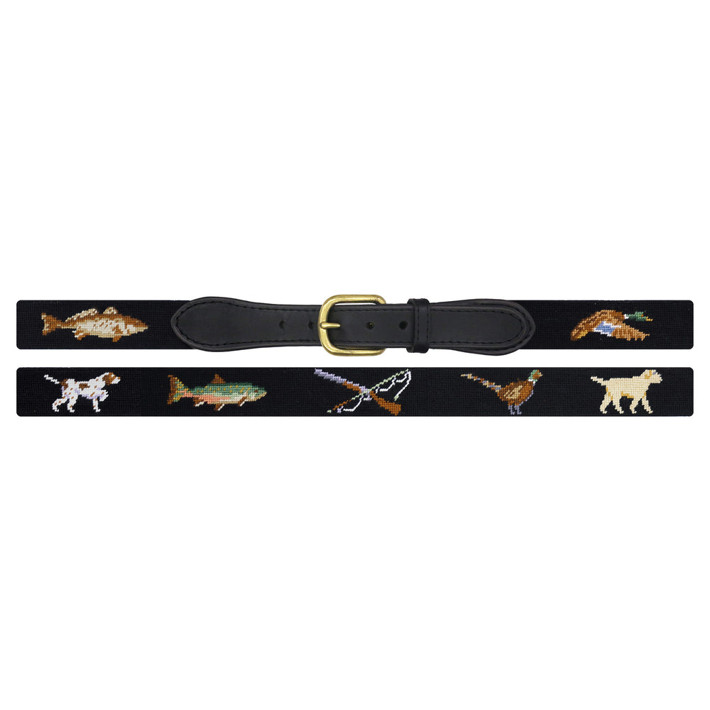 Hunting and Fishing Belt (Black) (Black Leather)