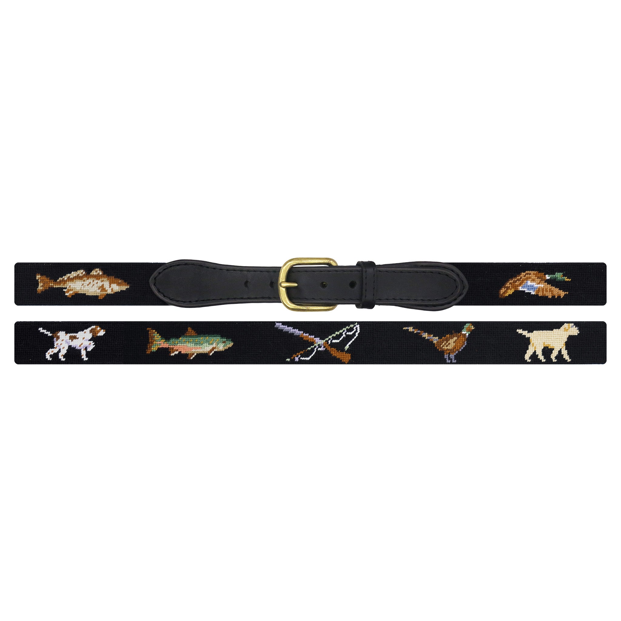 Hunting and Fishing Belt (Black) (Black Leather)