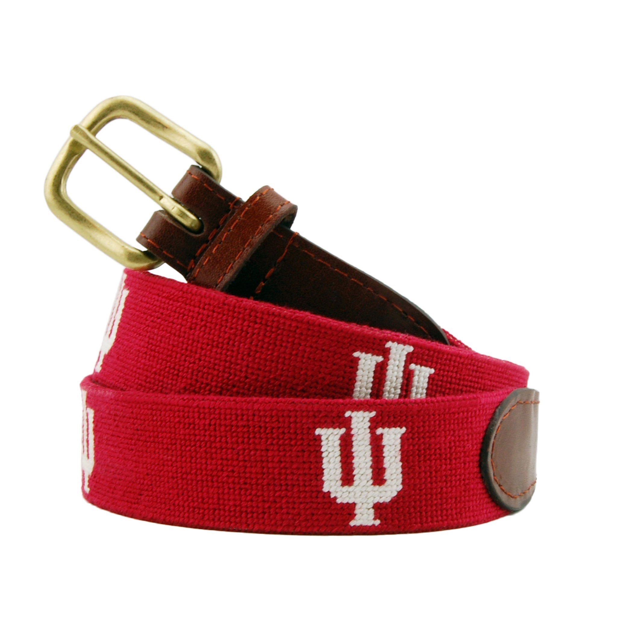 Monogrammed Indiana Belt (Light Garnet)