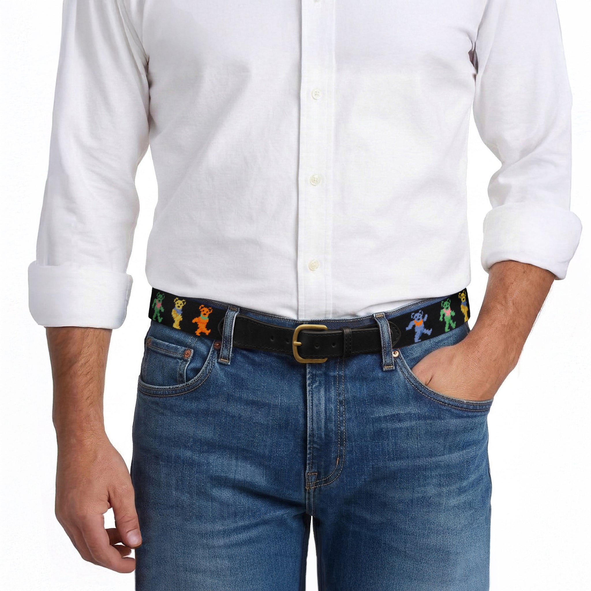 Dancing Bears Belt (Black) (Black Leather)