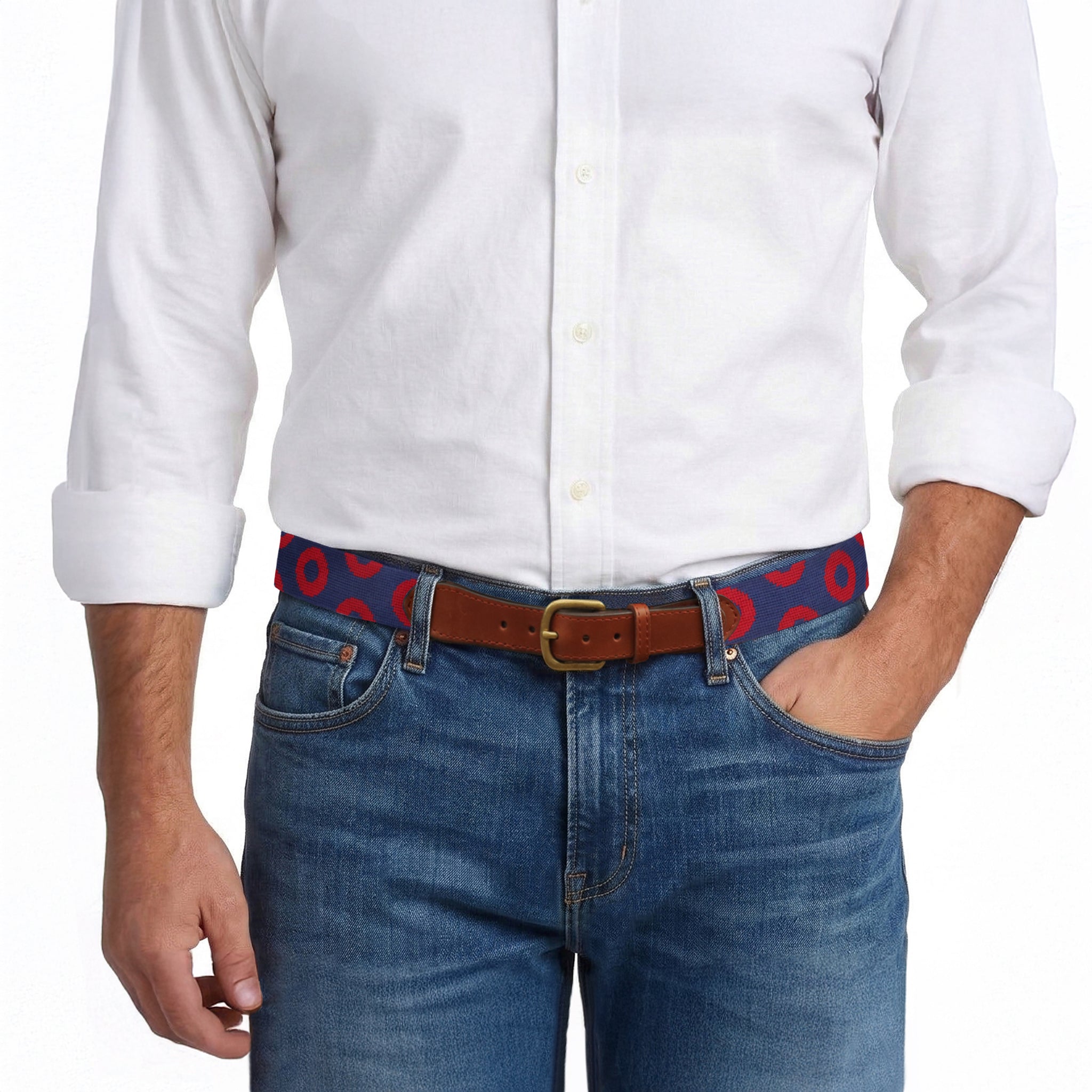 The Donut Pattern Belt (Classic Navy - Red Donuts)