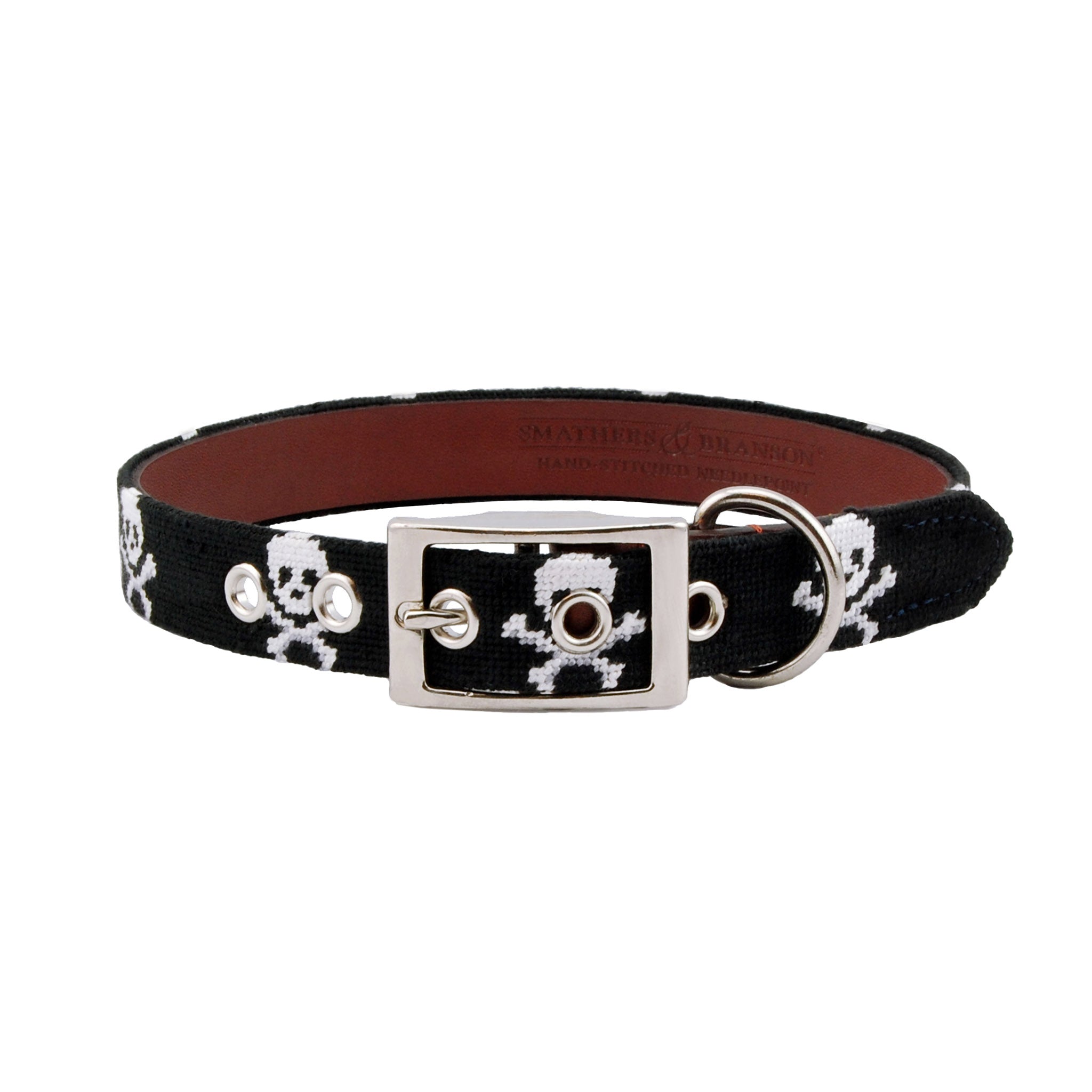 Monogrammed Jolly Roger Dog Collar (Black)