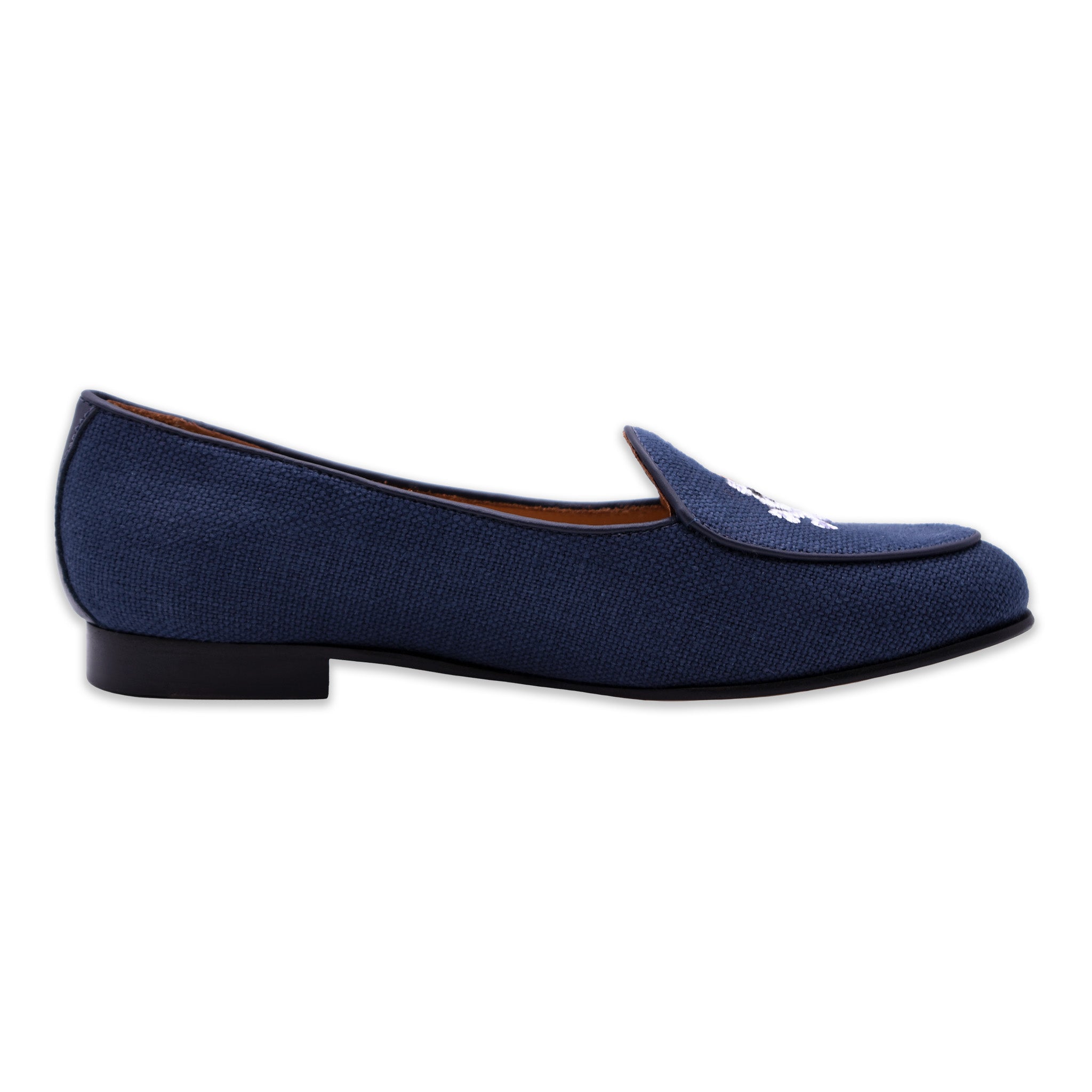 Jolly Roger Women's Linen Belgian Loafers (Navy Linen)
