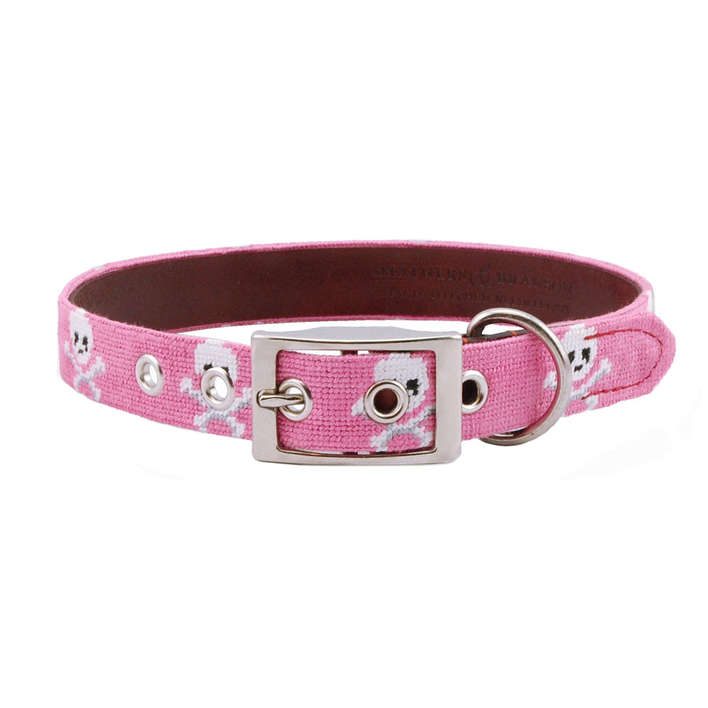 Monogrammed Jolly Roger Dog Collar (Pink)