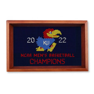 Kansas 2022 Basketball Championship Valet Tray (Dark Navy) (Chestnut Wood) (Final Sale)