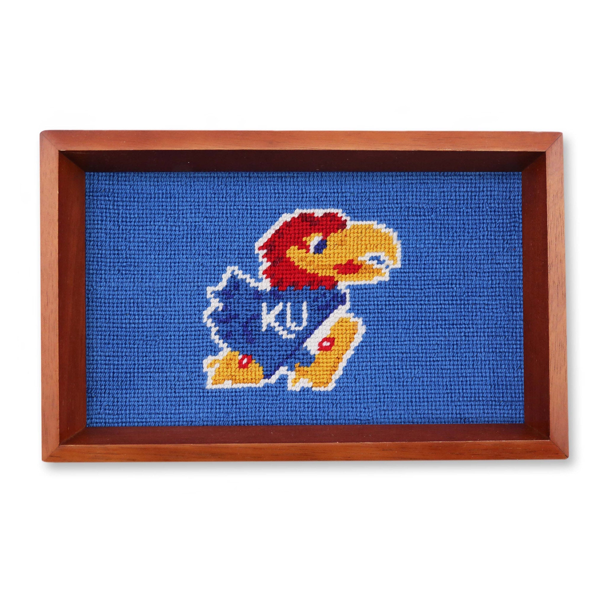 Kansas Jayhawk Valet Tray (Cobalt) (Chestnut Wood)