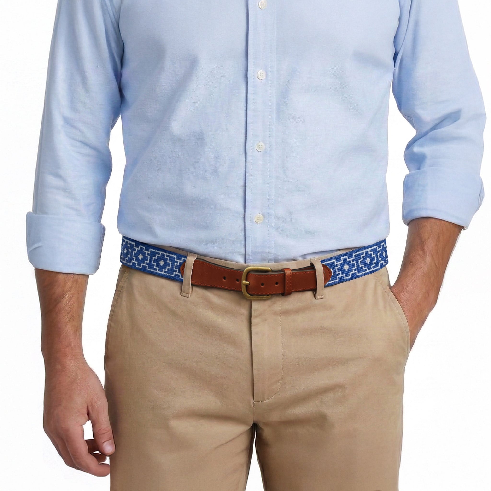 Claiborne Belt (Blueberry-Light Khaki)
