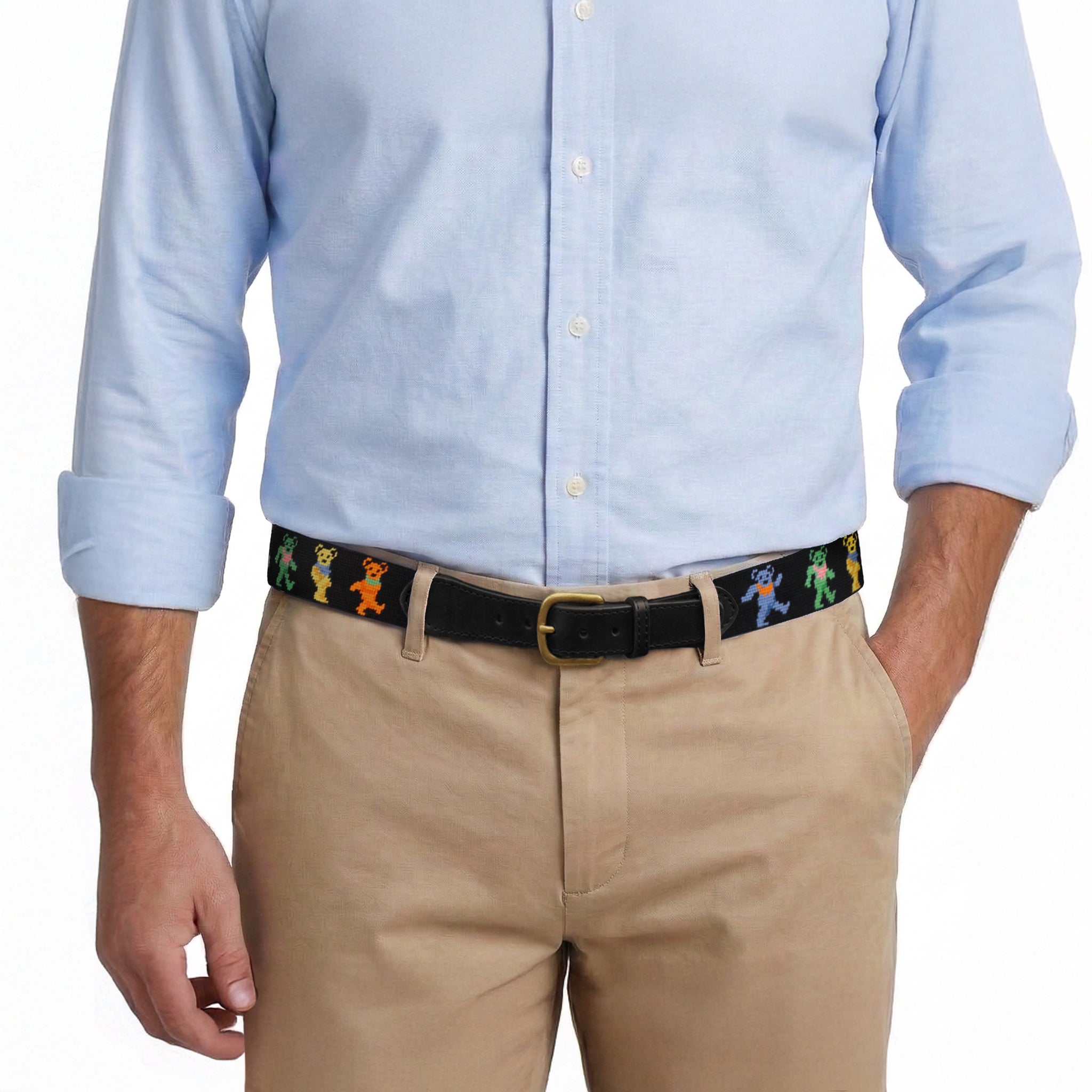 Dancing Bears Belt (Black) (Black Leather)