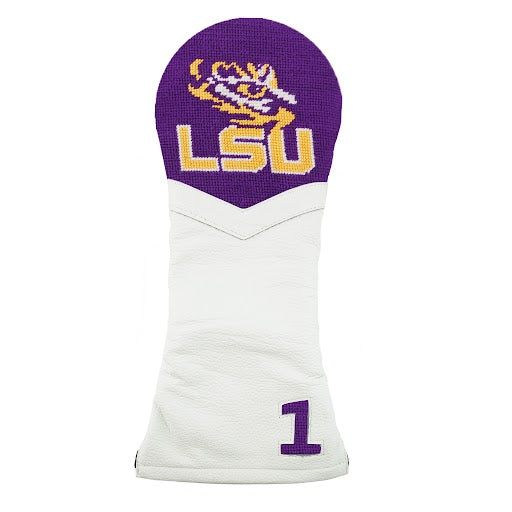 LSU Driver Headcover (Purple) (White Leather)