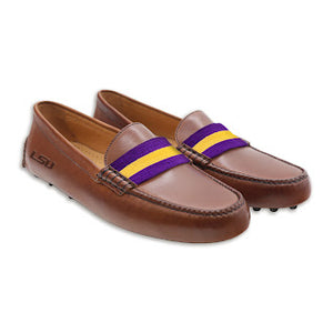 LSU Surcingle Driving Shoes (Purple-Yellow) (Chestnut Leather - Logo)