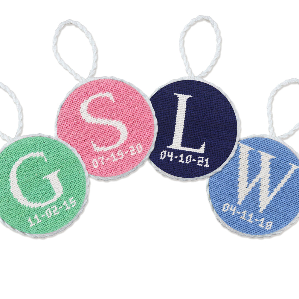 Letter with Date Ornament - Dark Navy