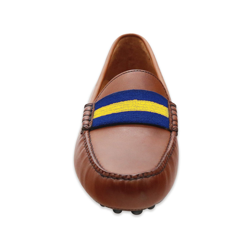 Michigan Surcingle Driving Shoes (Classic Navy-Yellow) (Chestnut Leather-Logo)