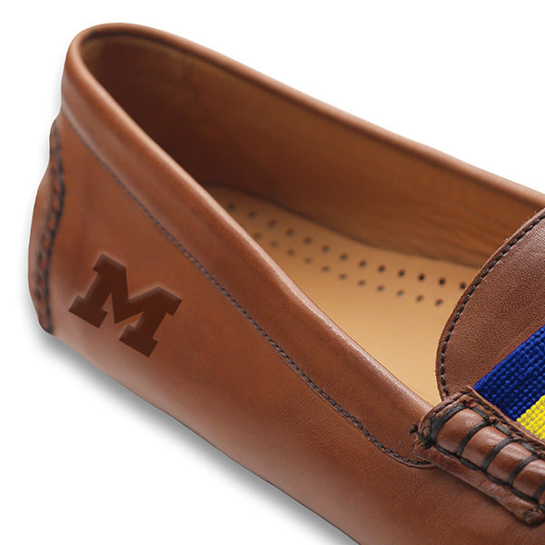 Michigan Surcingle Driving Shoes (Classic Navy-Yellow) (Chestnut Leather - Logo)